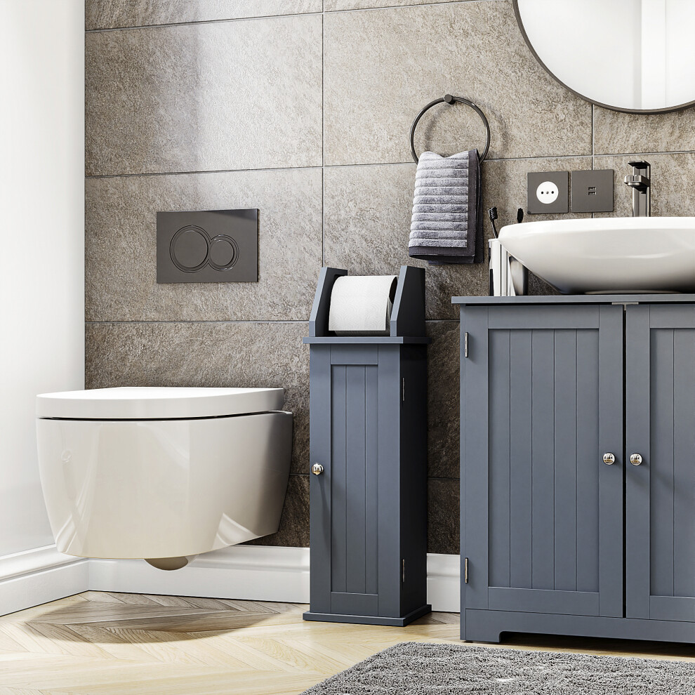 Toilet Roll Holder & Cupboard Bathroom Grey FSC 100%