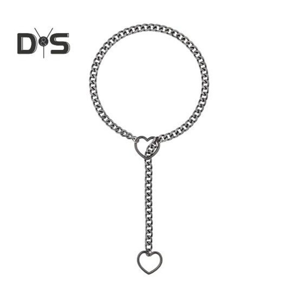 (as the picture, B) Lady Necklace Heart Pendant Adjustable Gothic Hip Hop Rock Star Singer Neck Jewelry Stainless Steel Club Party Necklace