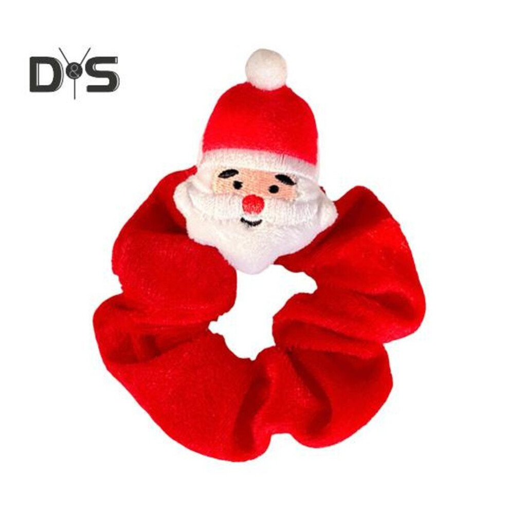 (as the picture, C) Christmas Plush Doll Hair Rope Elk Santa Claus Elastic Headband Xmas Hair Scrunchies Velvet Holiday Accessories