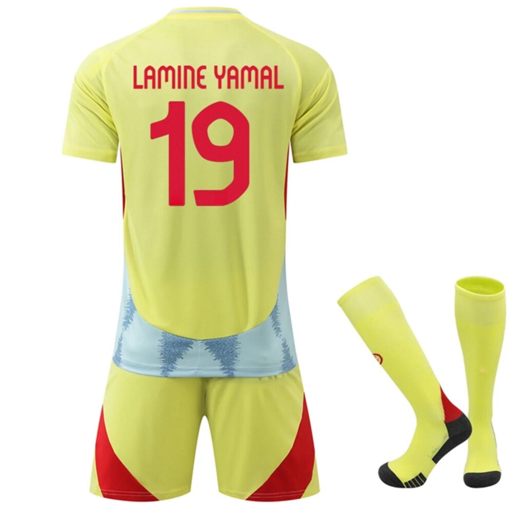 (L(175-180CM)) 24/25 Away Yellow Football  Activewear Print #19 Lamine Yamal Fans Training Shirt For Kids And Adult