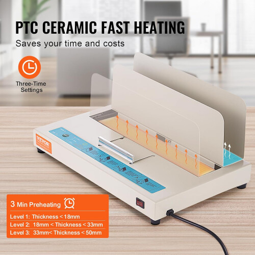 Thermal Binding Machine, 500 Sheets Capacity Book Binding Machine, Thermal Book Binder 50mm Binding Thickness A3(Short Edge)/A4/A5 Document 2
