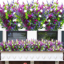 (6PCS, Pink Fuchsia Purple) Artificial flowers Outdoor UV Resistant Plants Plastic Faux Flowers Plants Indoor Outdoor Greenery Shrubs for Hanging Planter Home Weddeing Decor
