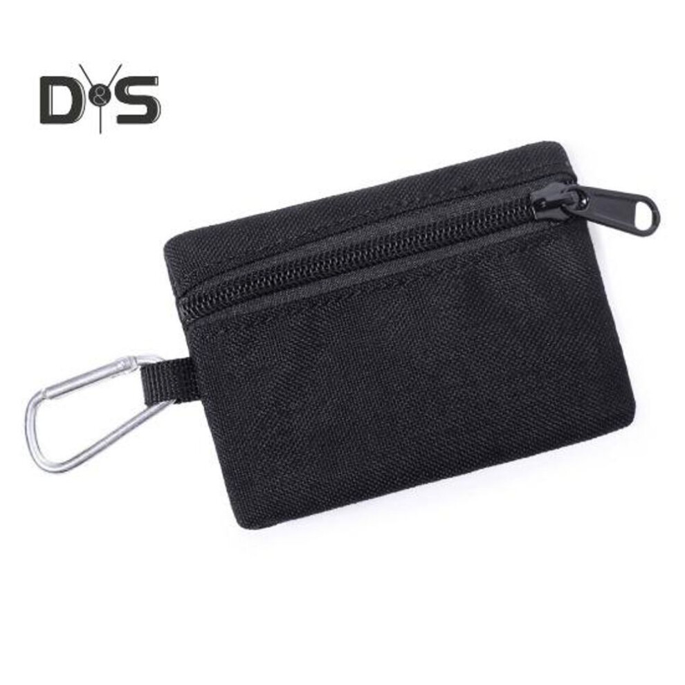 (black) Pocket Keychain Pouch Coin Car Key Purse ID Card Earphone Holder Mini Tools Organizer Waist Case Wallet for Outdoor Activities