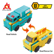 Transracers 1pc 2-in-1 Transformerende Voertuigen Speelgoed Flip Auto's Actiefiguren Auto Mini Zakauto Cadeaus
