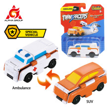 Transracers 1pc 2-in-1 Transformerende Voertuigen Speelgoed Flip Auto's Actiefiguren Auto Mini Zakauto Cadeaus