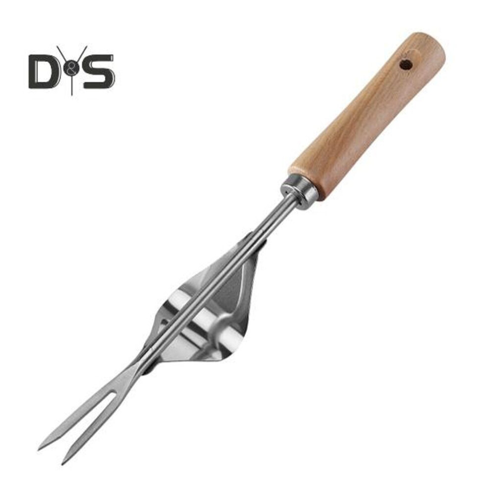 Stainless Steel Weed Remover Garden Hand Weeder Manual Weed Puller With Wood Handle For Yard Lawn Farm Weeding Tool