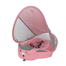 (Pink) Solid Non-Inflatable Toddler Baby Swim Ring Float with Sunshade Waterproof Swimming Ring Airtight Use for Home Swimming Pool