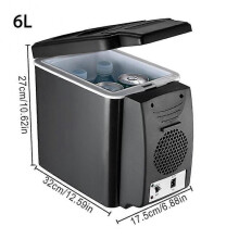 (6L black) 6L/7.5L Portable Mini Auto Fridge Cooler Freezer Warmer Car Refrigerator Hot And Cold Double Use For Home Car Use