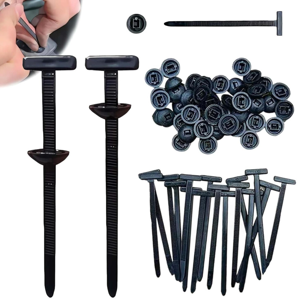 (100Pcs) 100Pcs Nylon Universal Cable Tie Buckle, Nylon Cable Tie Buckle With Pin & Button Design, Bumper Retainer Clips Car Plastic Rivets Fasteners 749691426781