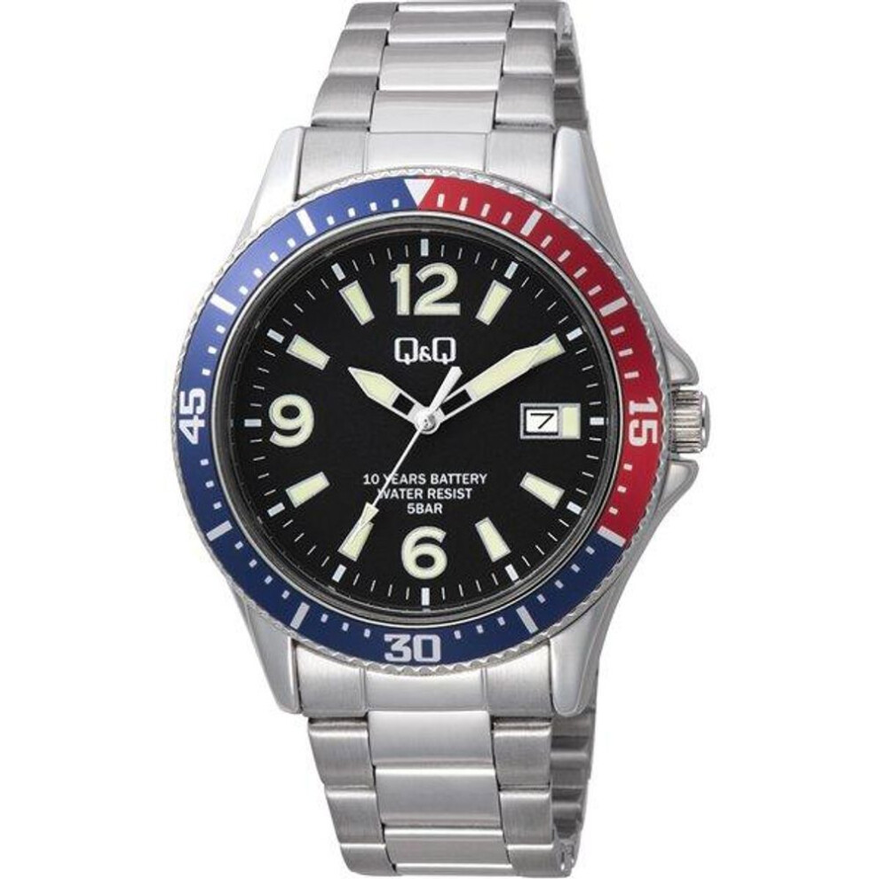 Citizen A24a-002pk (q&q Watch Analog 10-years Battery Water-resistant Day Metal Band) Watch