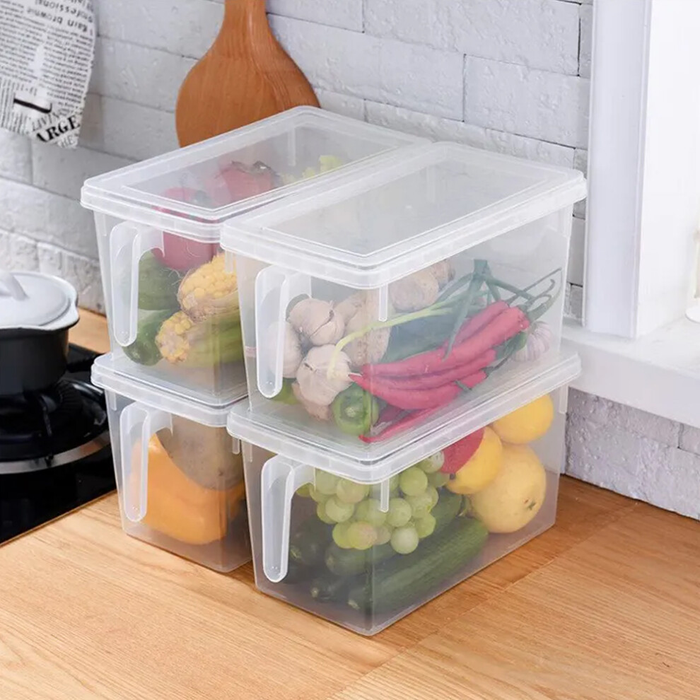 4pcs Fridge Organiser Stackable Food Storage Containers with Lids and Handles