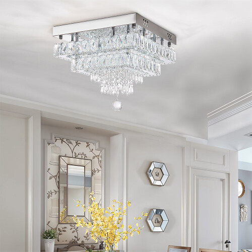 Living And Home (Dimmable) 40W LED Double-Layer Crystal Ceiling Light with Droplets 2