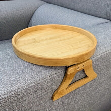 Tisch natürlicher Bambussofa -Armlehnenclip am Tabletttisch - Snackregal für Kaffee, Fernbedienung und Snacks