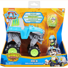 Authentisches Paw Patrol Dino Rescue Rex Verwandlungsfahrzeug mit mysteriöser Dinosaurierfigur Patrulla