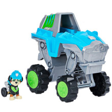 Autentico veicolo trasformabile Paw Patrol Dino Rescue Rex con la misteriosa figura del dinosauro Patrulla Canina
