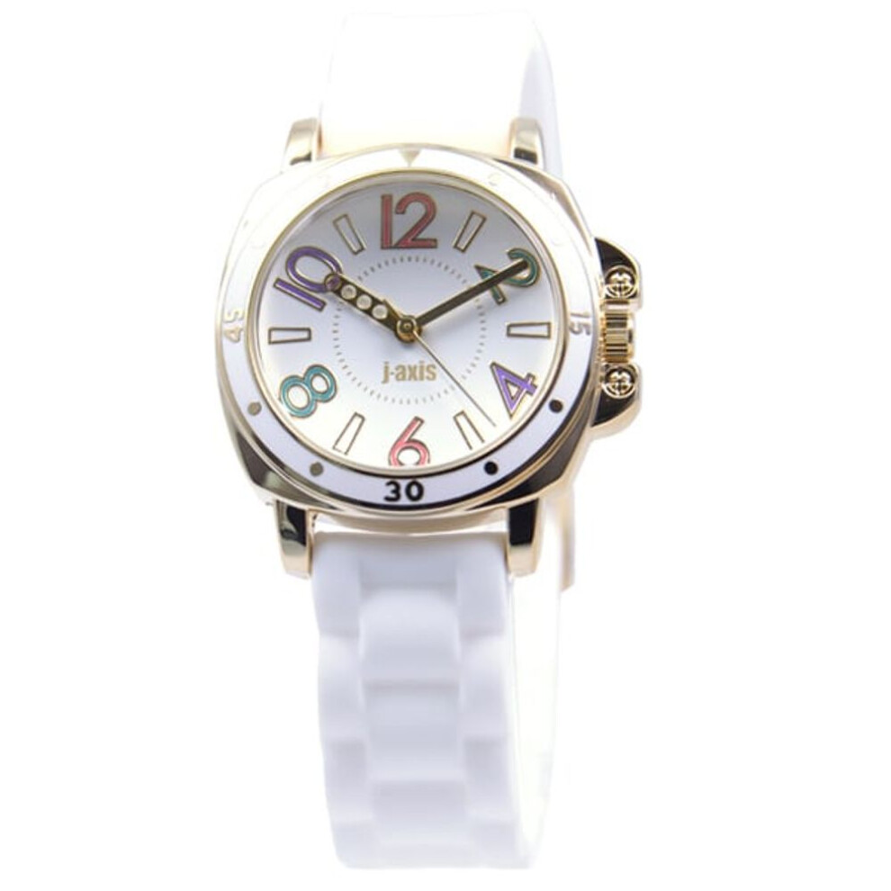 J-AXIS Women's AL1182-W (A Series Colorful Urethane White Sun Flame) Round Watch White Alloy Analog