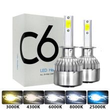 (H7-6000K Kallvit)C6 Led Strålkastarstolpar H7 LED H1 H3 Billjus H4 880 H11 HB3 9005 9006 H13 3000k