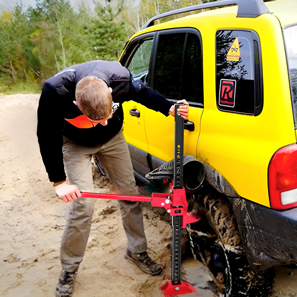 Homcom 33" 3 Tonne High Lift Farm Jack For 4X4 Tractors Trucks, Red - Image 4