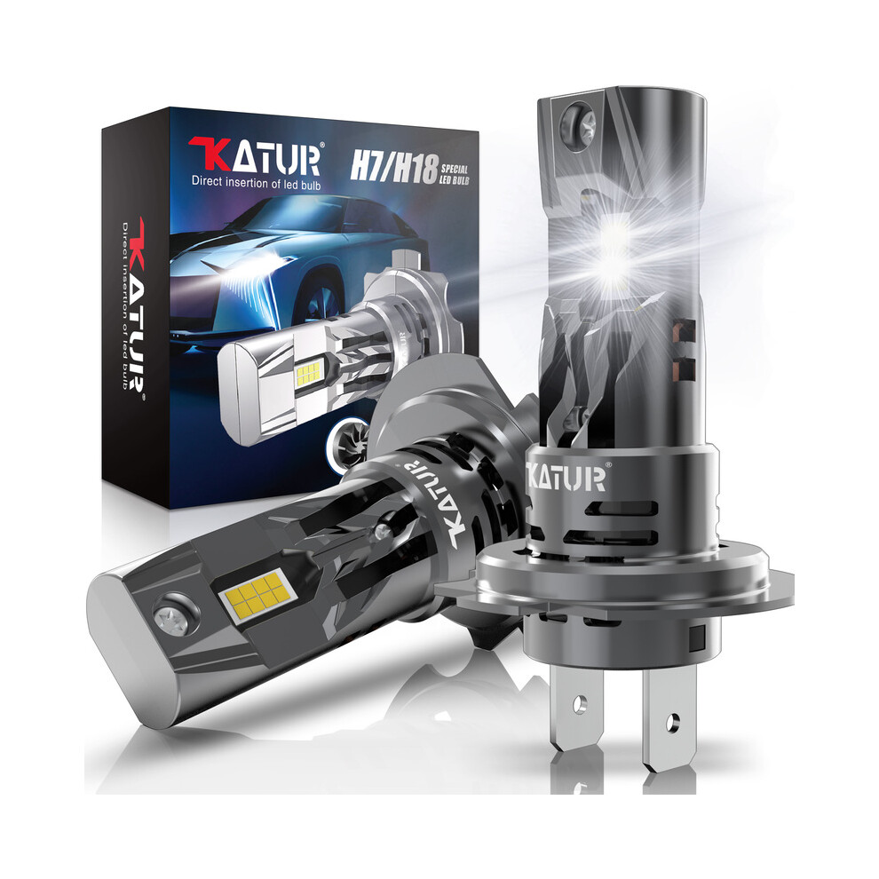(6000K xénon blanc) Ampoules de phares LED Katur H7 80W 16000LM H7 H18 kit de conversion de phares de