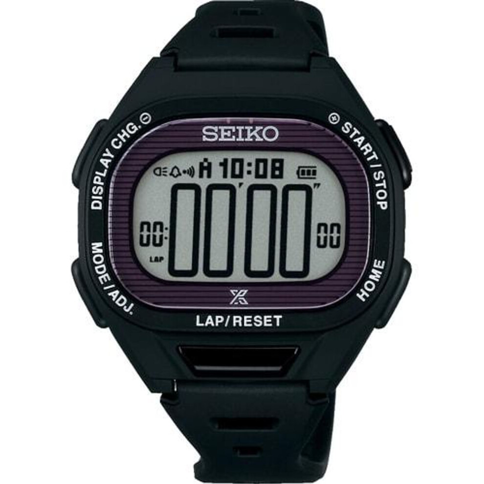 Seiko Men's Sbef055 (prospex Super Runners Solar) Oval Watch Black Plastic Digital