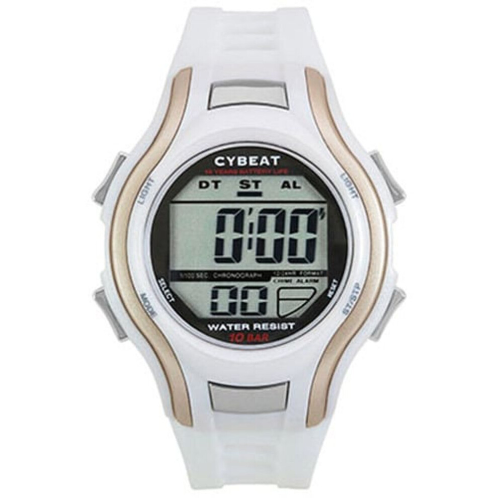 J-axis Men's Acy12-w (10-10 Cybeat Sports Watch Sun Flame) Round Watch White Resin Digital