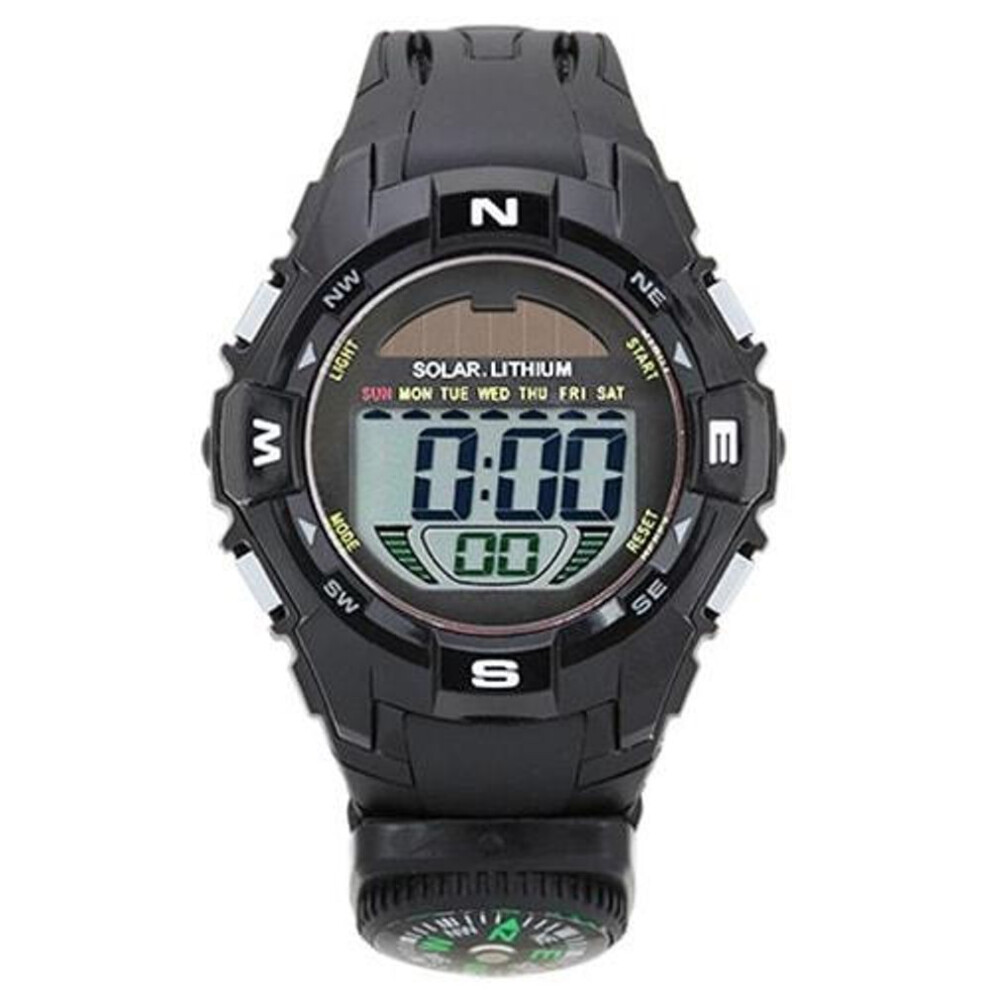 J-AXIS Unisex ACY20-BK (Digital CYBEAT Compass Black Sun Flame) Round Watch Black Digital