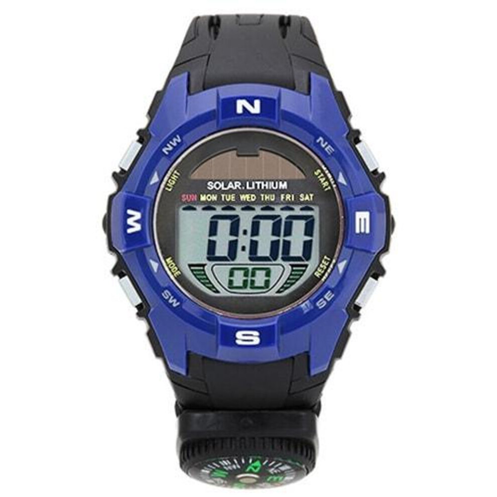 J-AXIS ACY20-BL (Digital CYBEAT Solar Combination Type Compass Blue Sun Flame) Round Watch Black