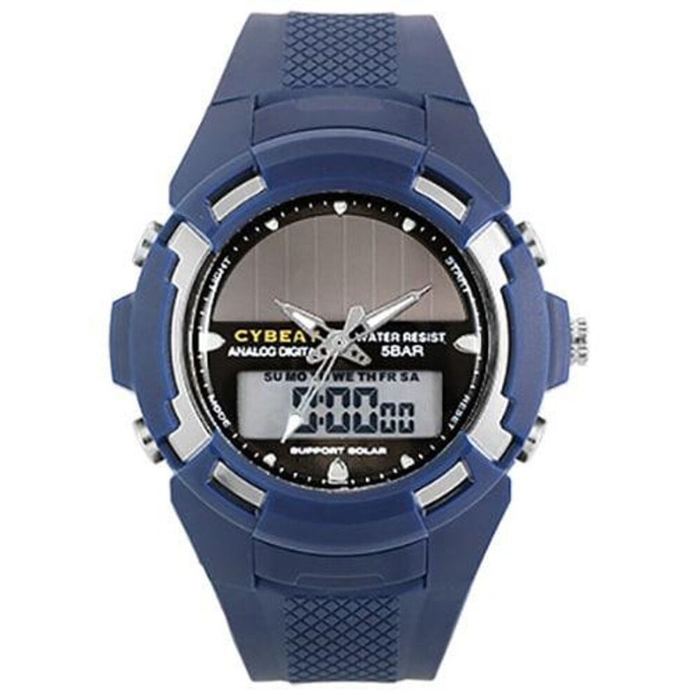 J-axis Unisex Bcy02-bl (analog Digital Watch Cybeat Blue Sun Flame) Round Watch Blue Digital&analog