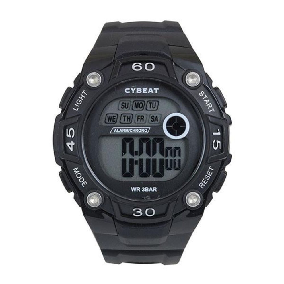 J-AXIS Men's CY15-BK (CYBEAT Digital Watch Sun Flame) Round Watch Black Digital