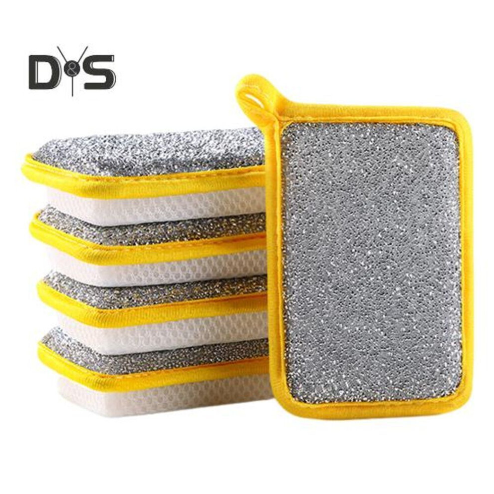 5Pcs Sponge Wipe Dishwashing Rags Non-Scratch Wire Cleaning Cloth Wet Dry Reusable Wire Dishwashing Rags