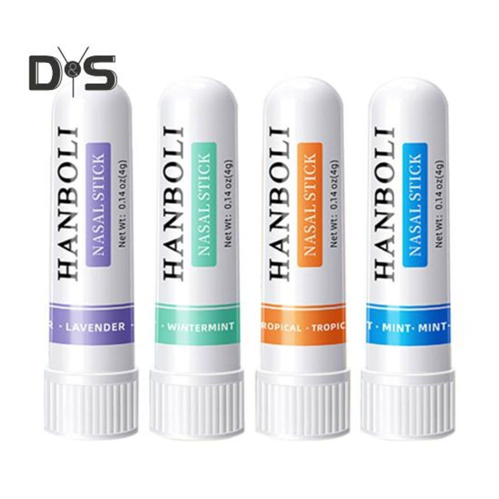 4pcs/set Essential Oil Nasal Stick Peppermint Tropical Wintermint Lavender Flavor Daily Refreshment Fatigue Relief Aromatherapy Inhaler Stick