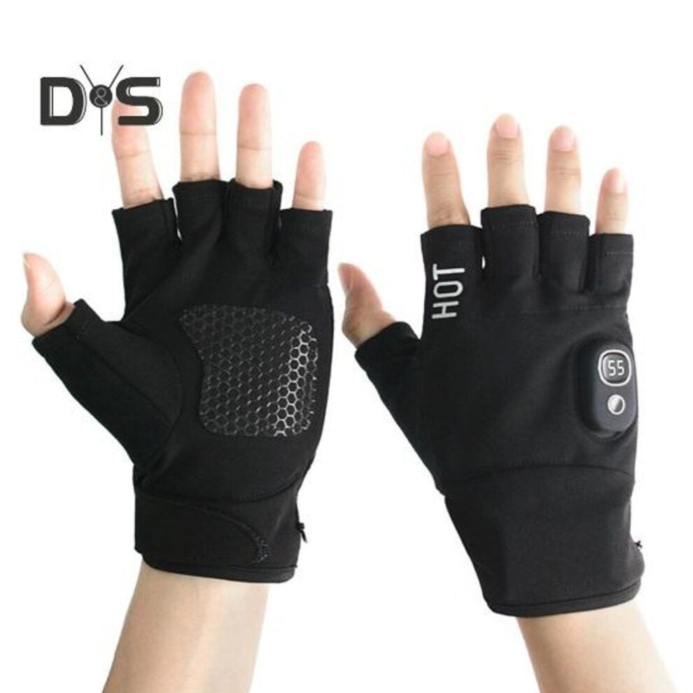 1 Pair Heated Gloves with 3 Temperature Settings Fastener Tape Design Rechargeable Heated Fingerless Gloves Winter Heated Mittens