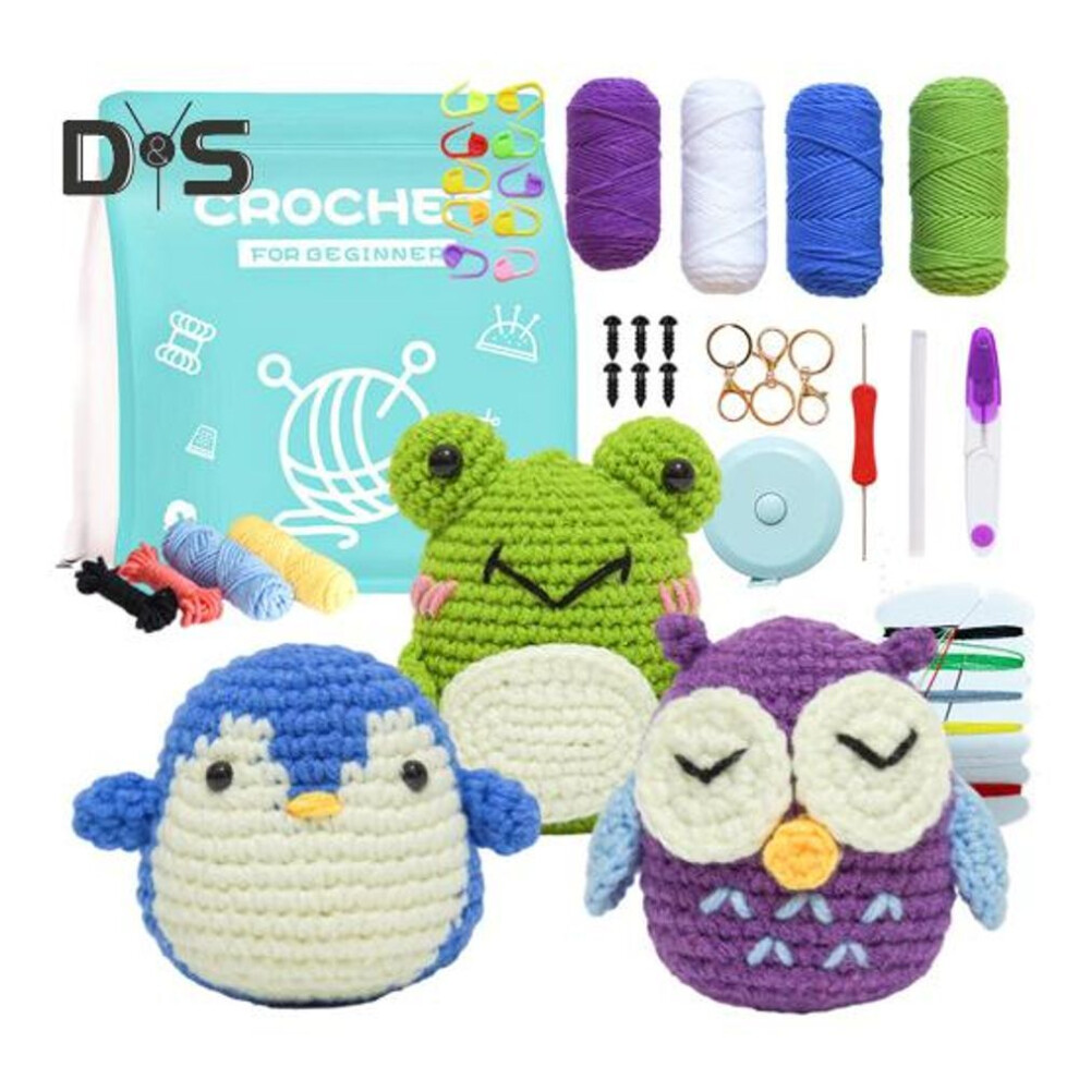 Crochet Kit for Beginners Fun DIY Animal Figures Crochet Set with Detailed Tutorials Crochet Craft Kit Gift for Adults Children