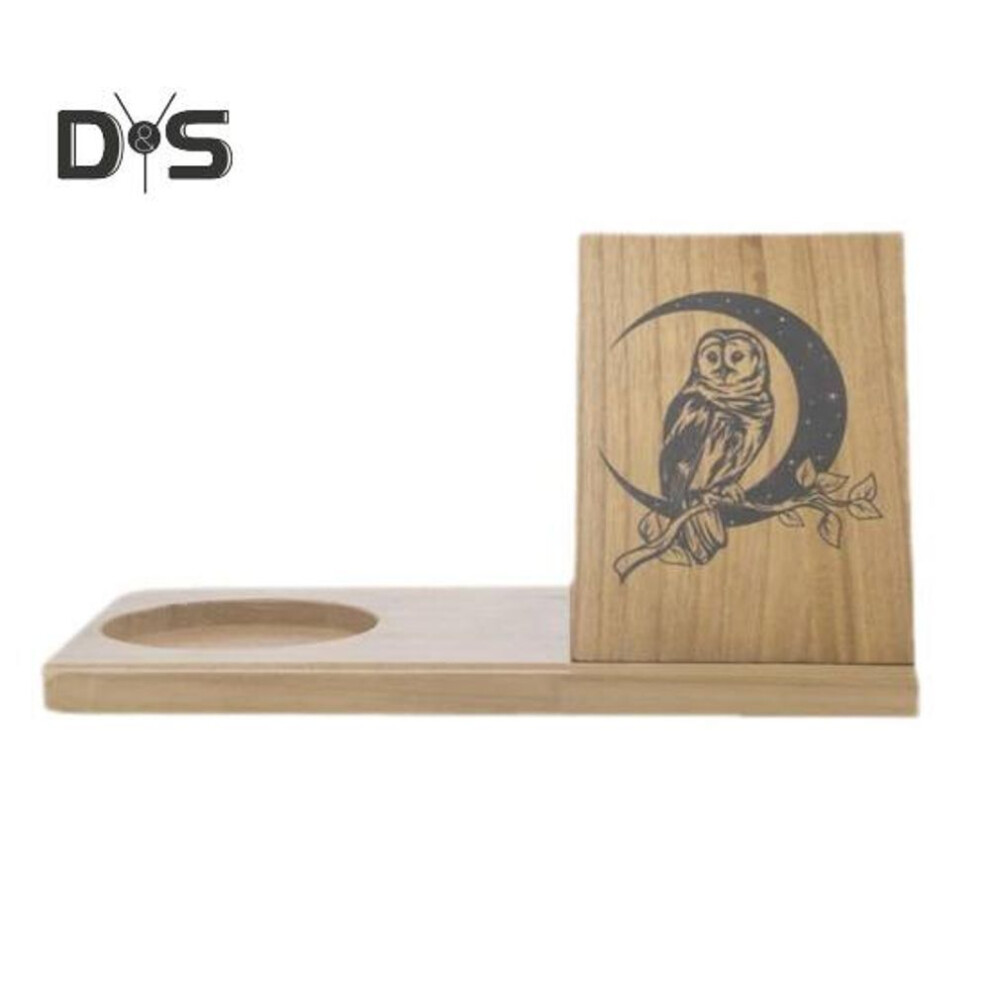 Wooden Bookshelf Organizer with Phone Holder Natural Wood Triangle Book Stand Desk Valet with Cup Holder Picture Frame