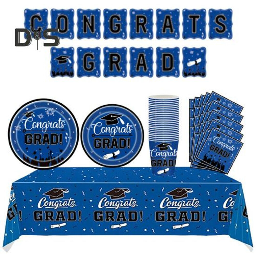 2025 Graduation Party Disposable Tableware Set Class Of 2025 Congrats Grad Dinner Supplies With Paper Cups Plates Tablecloth Banner Napkins