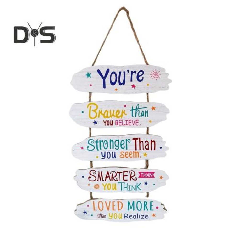 Positive Affirmation Wall Hanging Sign Wooden Positive Quotes Front Door Hanger Kids Playroom Living Room Bedroom Educational Wall Art Encouragement