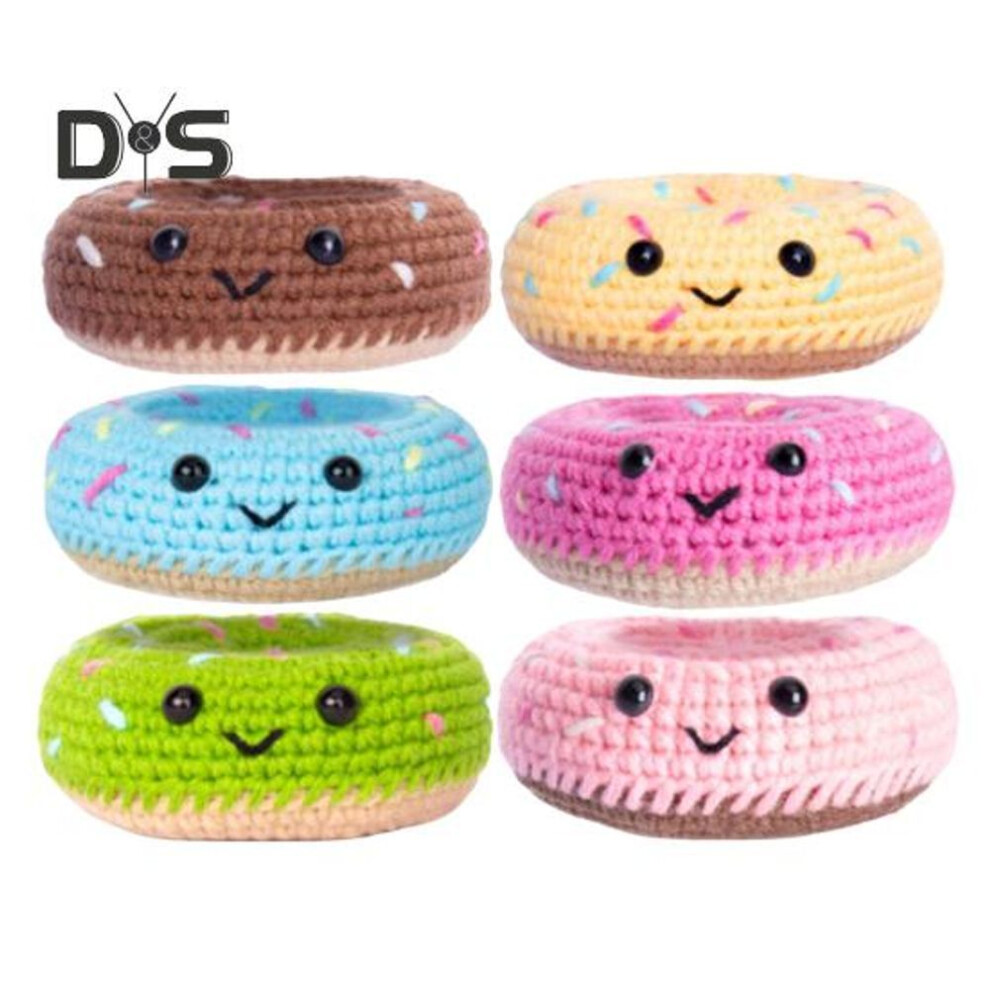 1 Set Crochet Doughnut Kit With 2 Crochet Hooks Kids Adults Beginners Diy Handmade Knitting Donut Toy Doll Decoration Crochet Starter Kit