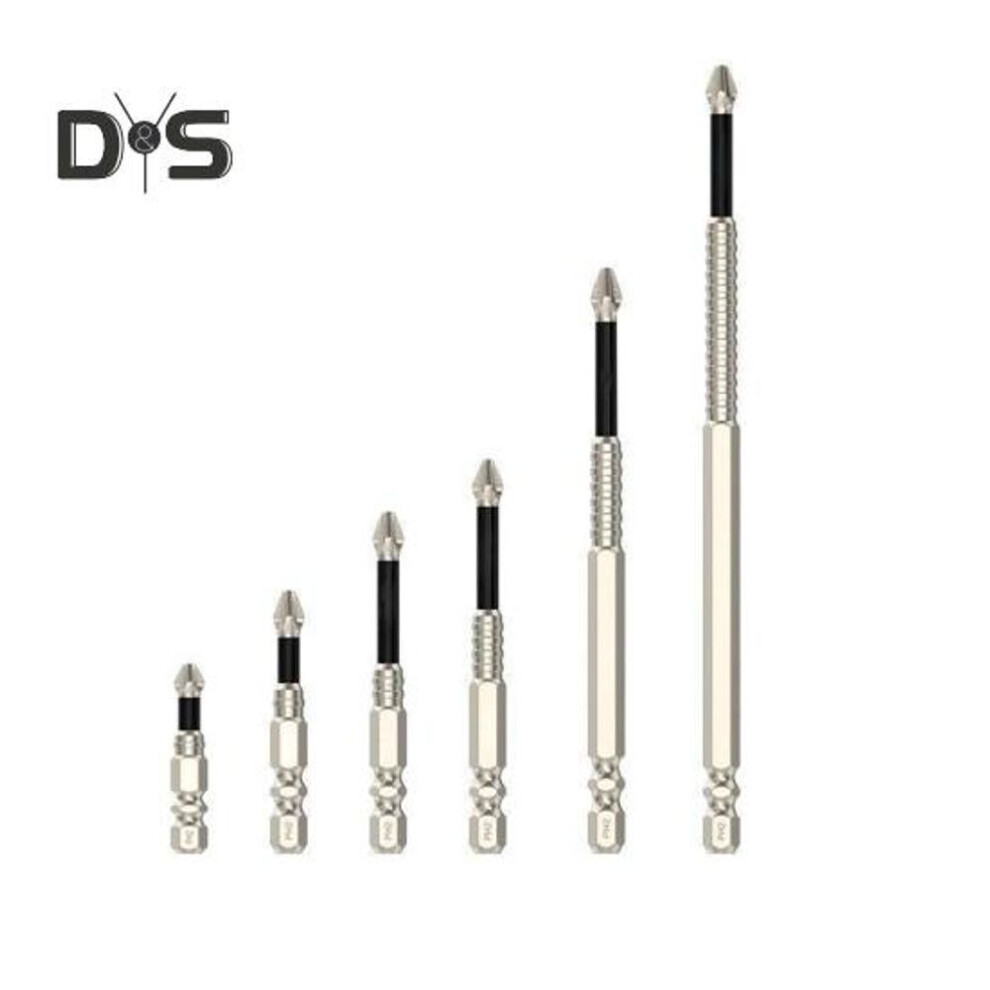 6Pcs Screwdriver Drill Bits with Anti-Rust Coating 60HRC High Hardness Widely Used Strong Magnetic Anti-Slip Drill Bit Set