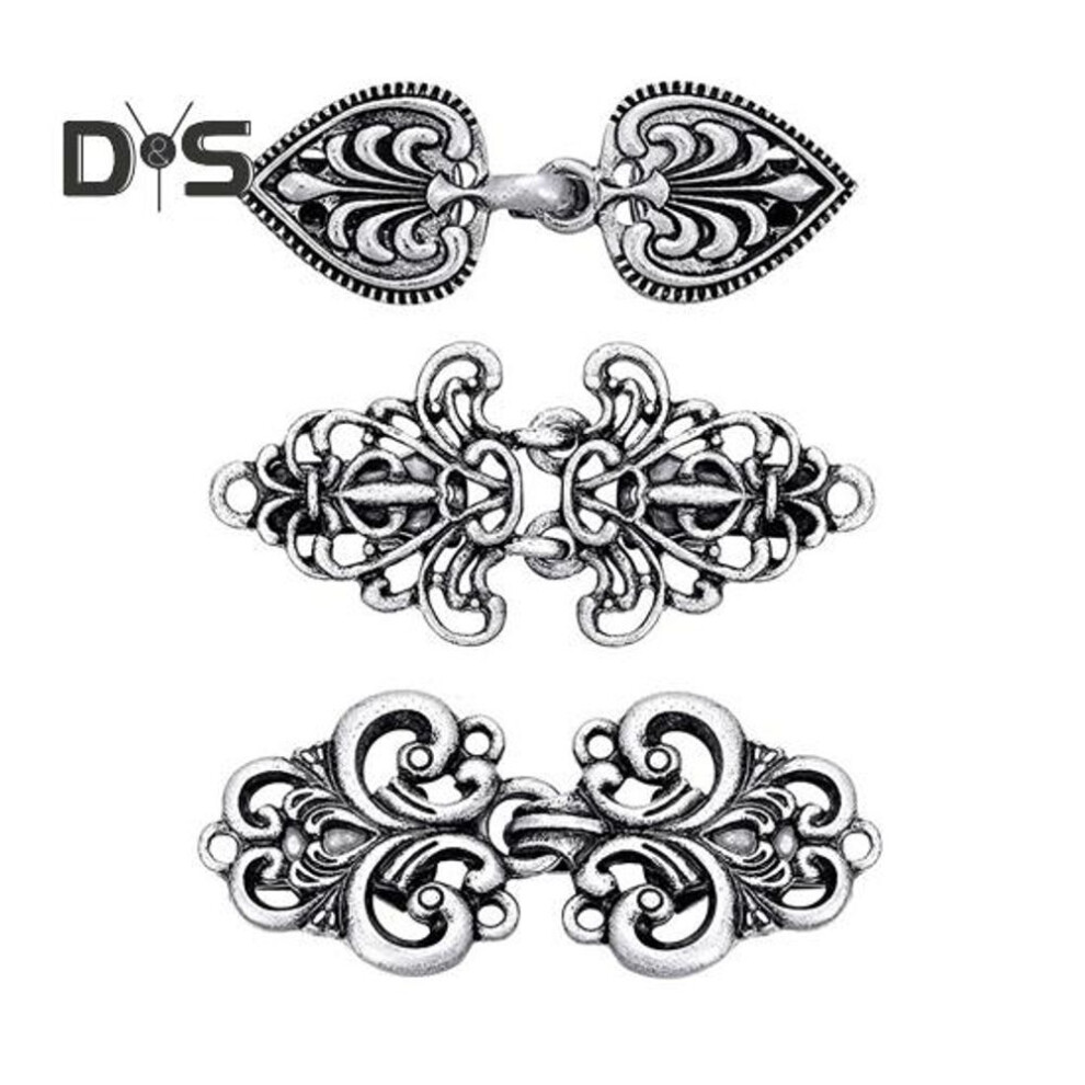 3 Pcs Shawl Collar Clip Buttons Retro Design Sweater Cardigan Clips Electroplated 3 Styles Shawl Closures Buckles Clothes DIY Supplies