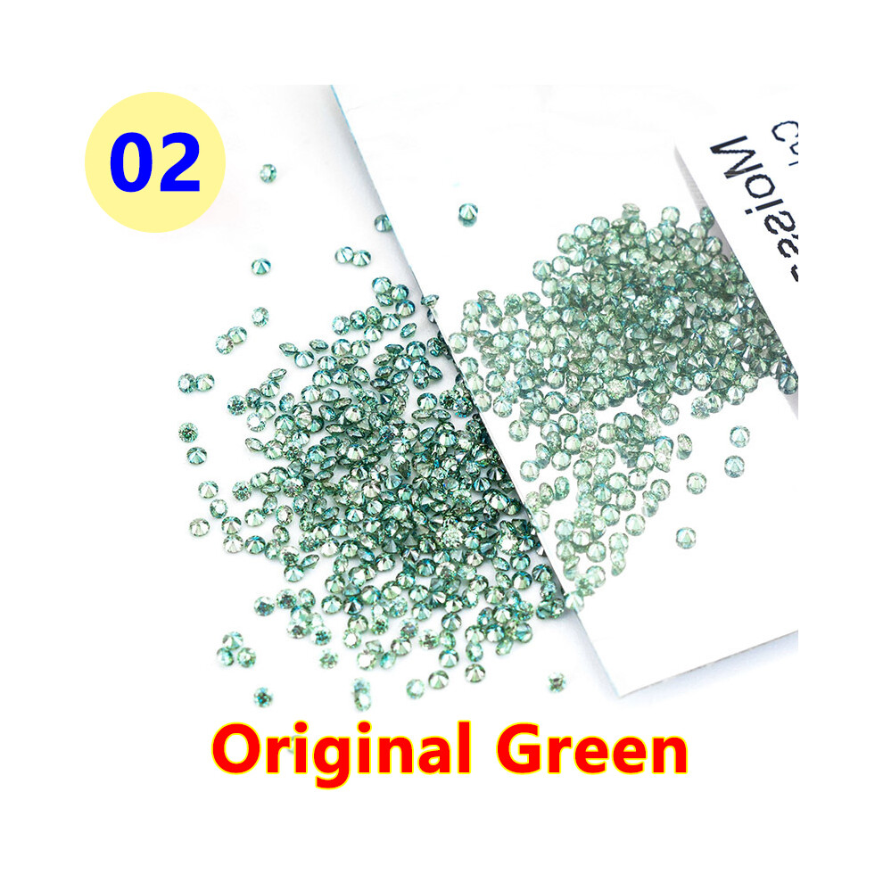 (1,0 mm - 1 ct - 200 pièces vertes - sans GRA) Pierre de Moissanite de petite taille 1 ct en vrac verte,