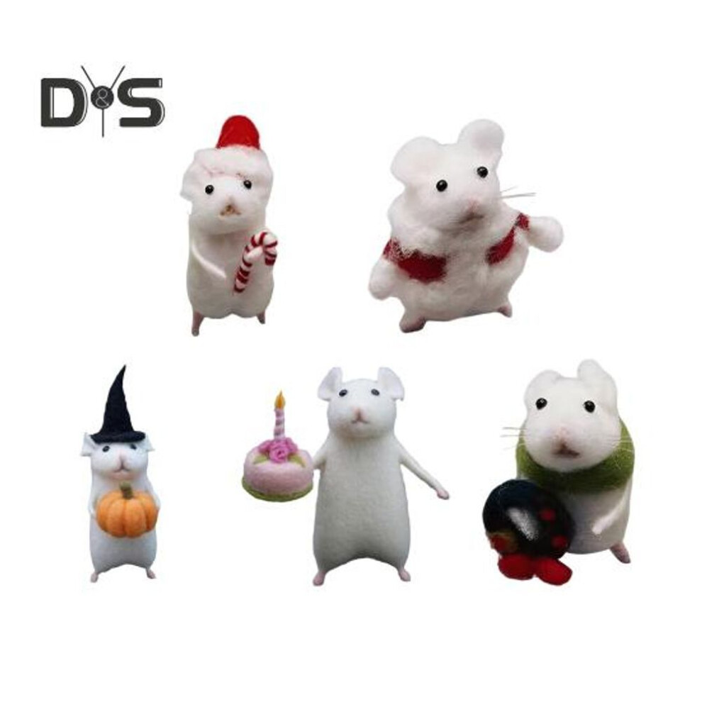 5 Pcs Felt Mouse Ornaments Handmade Needle Felted Animals Decoration Mice Doll Holiday Mouse Ornaments For Home Decor Festive Gift