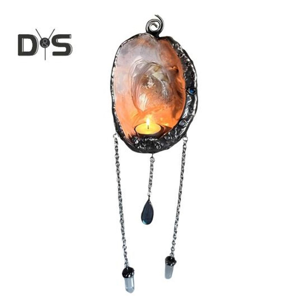 Abalone Shell Candle Holder Wall Hanging Tealight Holder with Faux Crystal Pendant Shell Wall Candle Sconce for Bedroom Meditation Room Home Decor