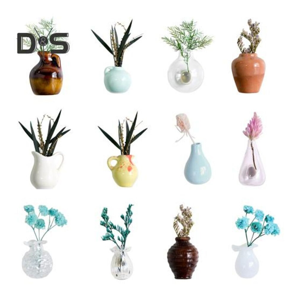 Mini Ceramic Vase Refrigerator Magnet Home Office Kitchen Locker Fridge 3D Miniature Glass Flower Vase Magnetic Decoration Ornament