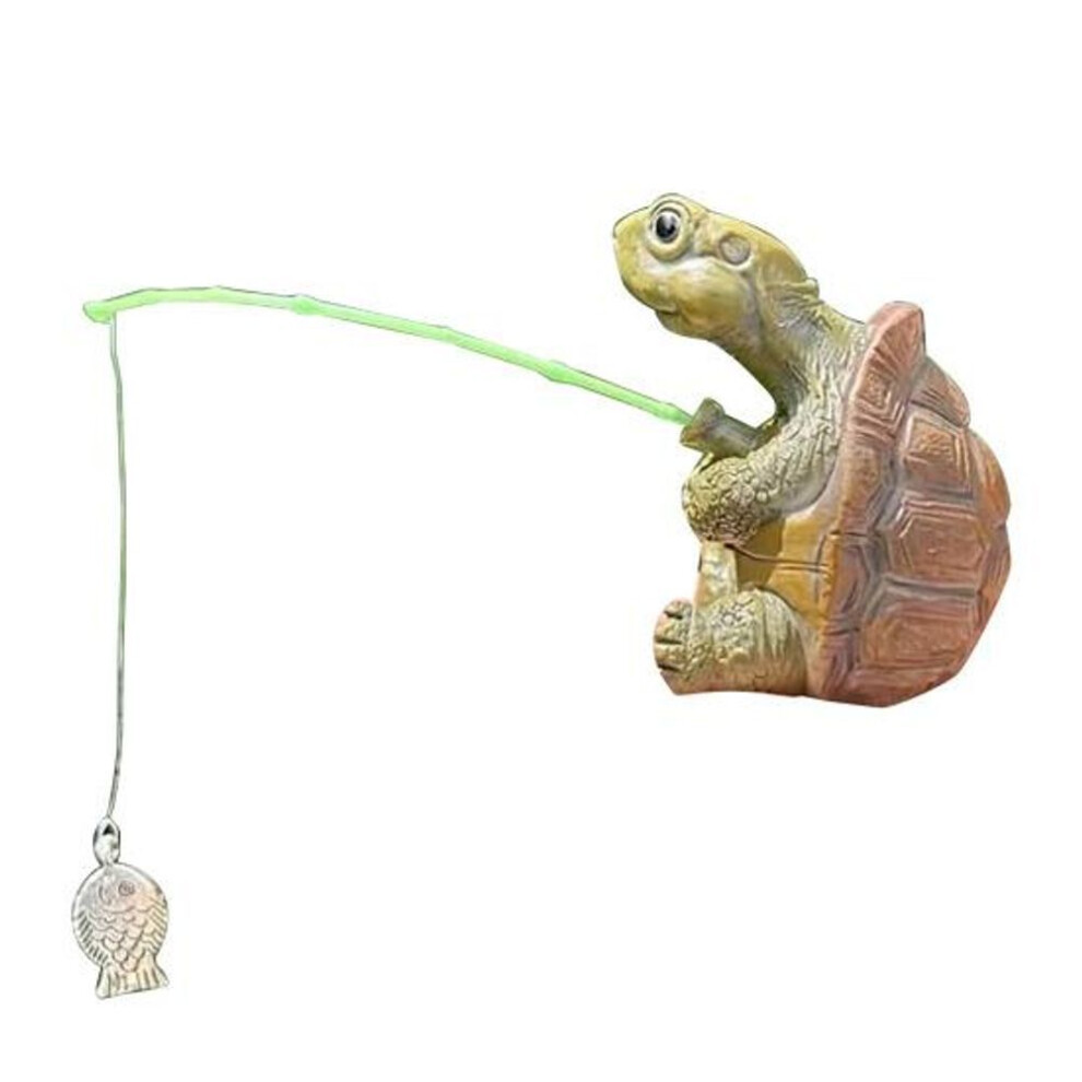 Fishing Turtle Statue Resin Miniature Turtle Figurine Water Feature Decor Mini Turtle Sculpture For Garden Patio Pond