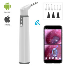 (Silver)Wifi Otoscope 3.9mm Smart Wireless Portable Vision Earwax Cleaning Medical Endoscope Camera