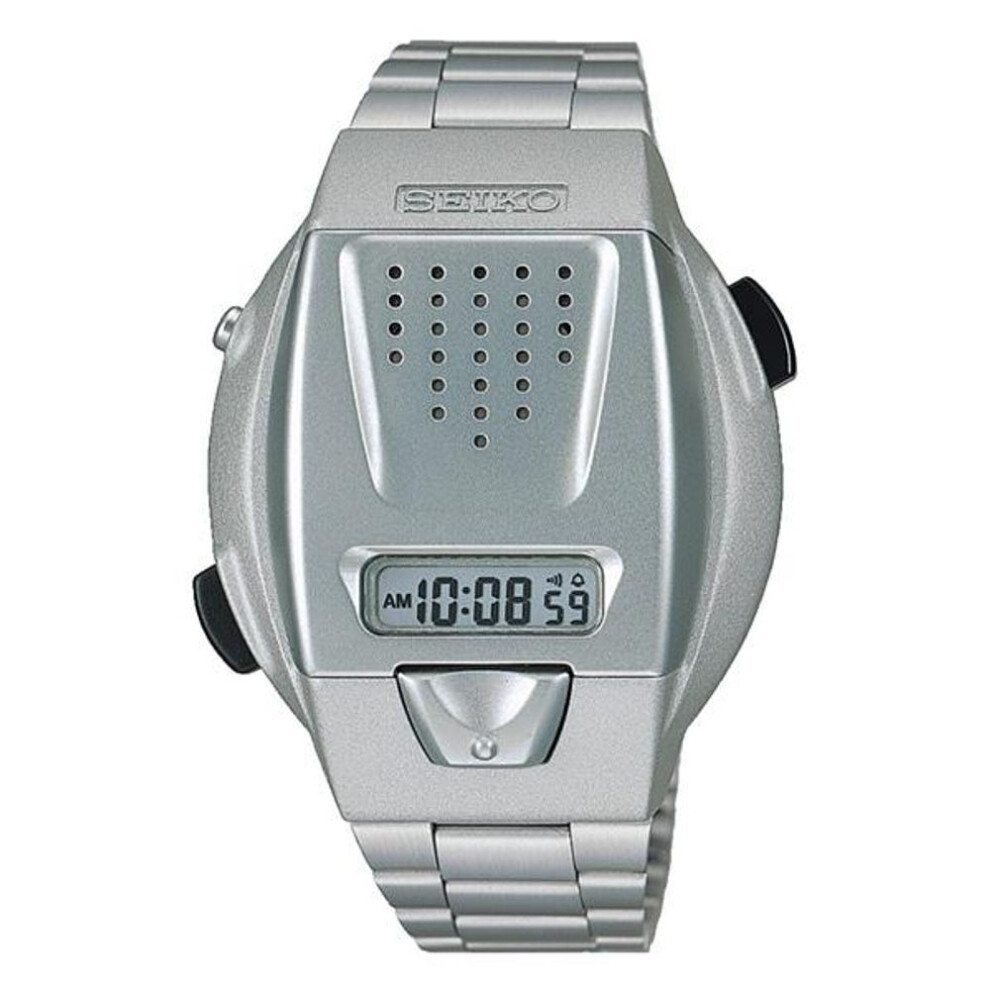 Seiko Men's Sbjs001 (voice Digital Watch Quartz) Tonneau Watch Silver Plastic *case Back:stainless