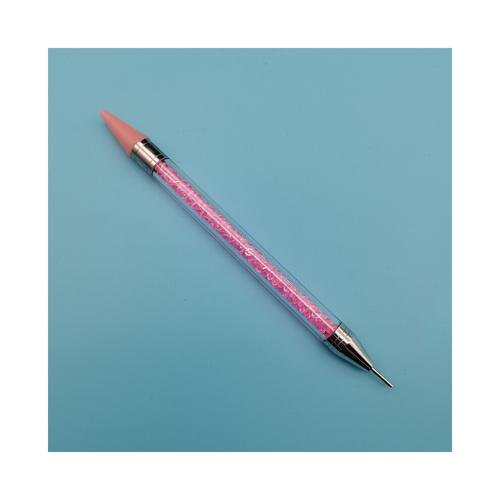 (Rose) 1 stylo à pointe de prélèvement de strass à double extrémité, épingles en cristal de strass,