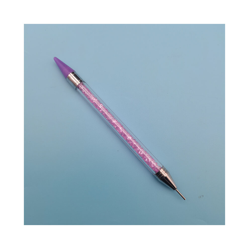 (Violet) 1pc Sélecteur de Strass à Double Extrémité Cristaux de Strass Clous Gemmes Sélecteur Stylo