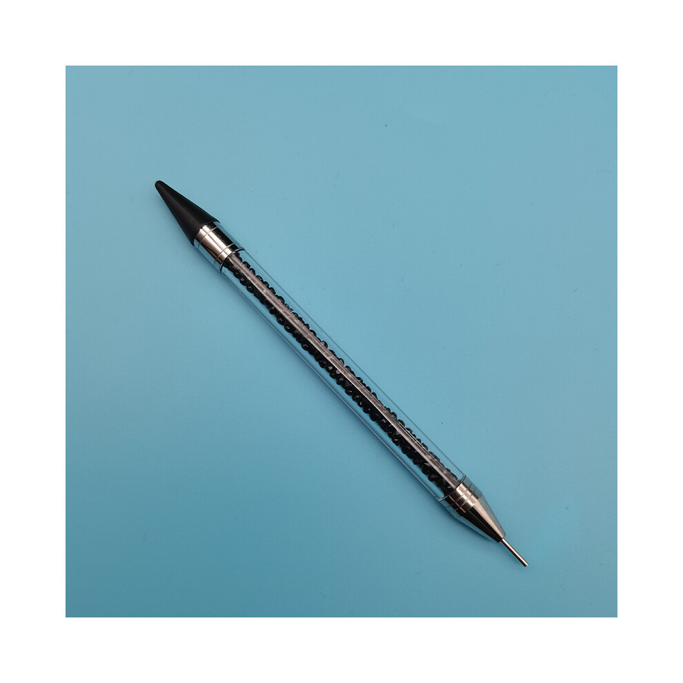(Noir) 1 stylo à pointe de prélèvement de strass à double extrémité, cristaux de strass, pierres précieuses,