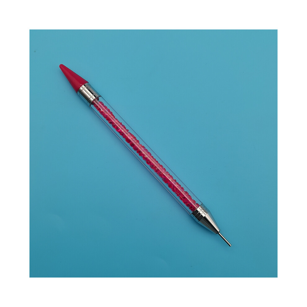 (Rose Rouge) 1pc Strass Picker Double Ended Strass Cristaux Clous Gemmes Picker Stylo à Cire